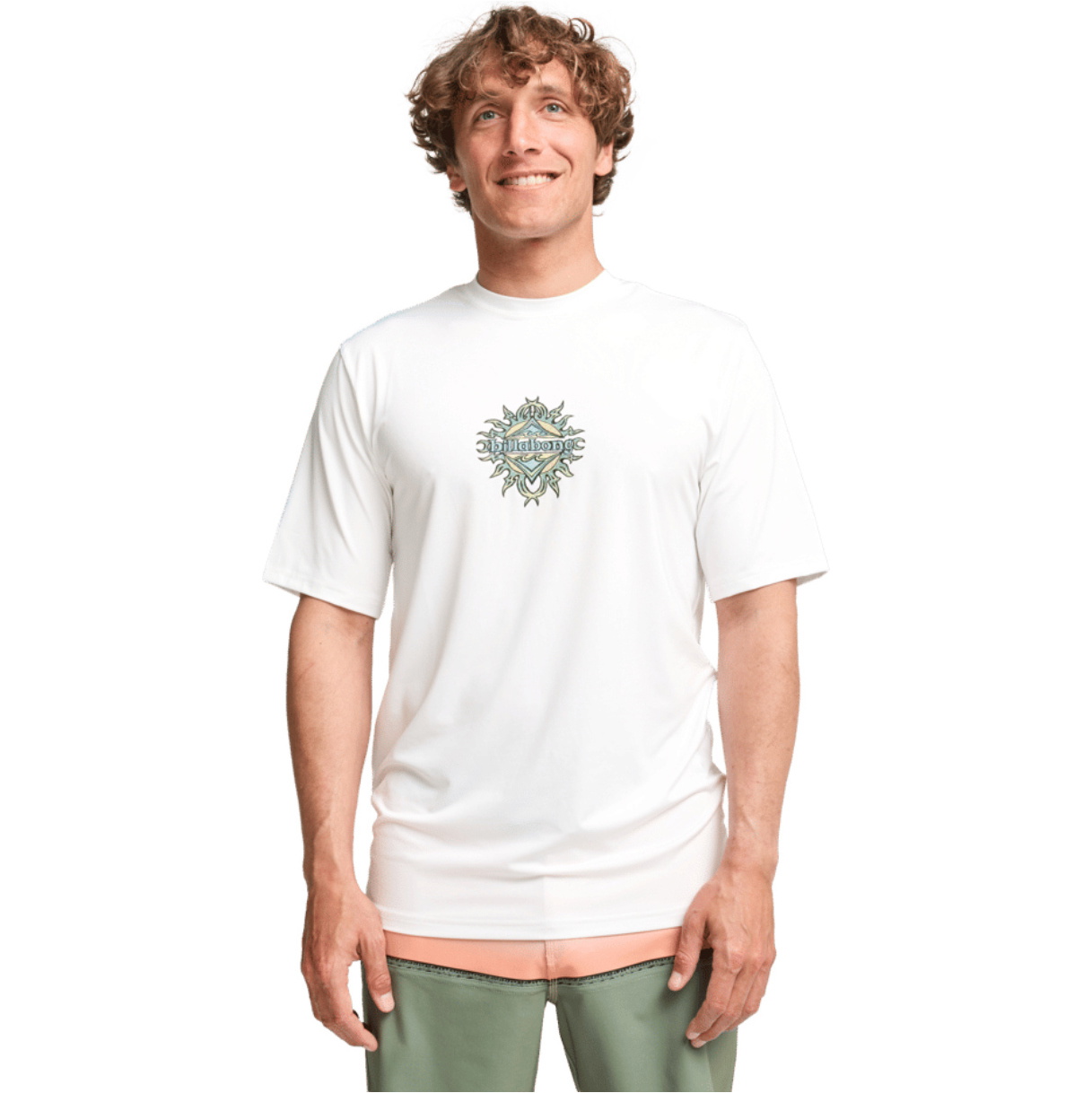 2026 Billabong Mens Solar Flare Loose Fit Short Sleeve Rash Vest EBYWR03028 - White